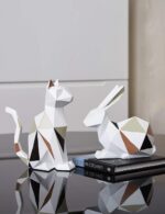 Prime Era Rabbit Statue Bunny Decor Geometric Arts Modern Figurine Polyresin 6.1inch - Image 5