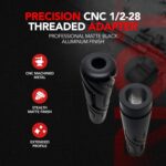CNC Machined 1/2-28 Thread Adapter for Precision Alignment Applications, 5 Inch Lightweight Aluminum Body, High Accuracy CNC Construction with Durable Matte Black Finish - Image 2