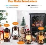 Prime Era Lantern LED Battery Powered Camping Lamp Outdoor Hanging Rechargeable Lantern Flickering Flame Retro Lanterns Remote Control 4 Modes Light Non-Solar 2 Pack - Image 7
