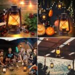 Prime Era Lantern LED Battery Powered Camping Lamp Outdoor Hanging Rechargeable Lantern Flickering Flame Retro Lanterns Remote Control 4 Modes Light Non-Solar 2 Pack - Image 5