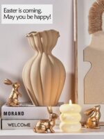 Prime Era Golden Polyresin Bunny Decor Rabbit Figurines, Easter Bunny Statue Set of 3 for Spring Tabletop Decor - Image 6