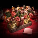 Prime Era 3 Pcs Mason Jar Centerpiece Table Decorations for Dining Table Decor Farmhouse Coffee Table Decor with Wood Tray and Led Light Table Centerpieces for Dining room Kitchen Living Bathroom,Orange - Image 2