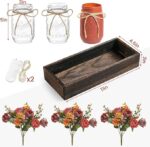 Prime Era 3 Pcs Mason Jar Centerpiece Table Decorations for Dining Table Decor Farmhouse Coffee Table Decor with Wood Tray and Led Light Table Centerpieces for Dining room Kitchen Living Bathroom,Orange - Image 5