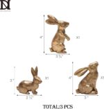 Prime Era Golden Polyresin Bunny Decor Rabbit Figurines, Easter Bunny Statue Set of 3 for Spring Tabletop Decor - Image 3