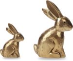 Prime Era Golden Polyresin Bunny Decor Rabbit Figurines, Easter Bunny Statue Set of 3 for Spring Tabletop Decor - Image 9
