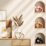 Prime Era White Vases for Decor, Heart Shaped Ceramic Vase Set of 2, Nordic Heart Shaped Vases, Minimalist Decorative Vase for Table Centerpiece Wedding Dining Living Room Office House Decoration - Image 5