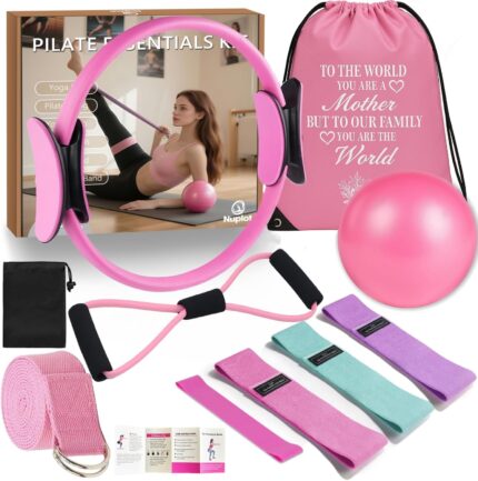 Prime Era Pilates Equipment 15" Pilates Ring Plus, Pilates Kit for Home Workouts, Pilates Essentials Kit for Women with Pilates Ring and Ball Set, Booty Bands, Figure 8 Resistance Band, Yoga Band